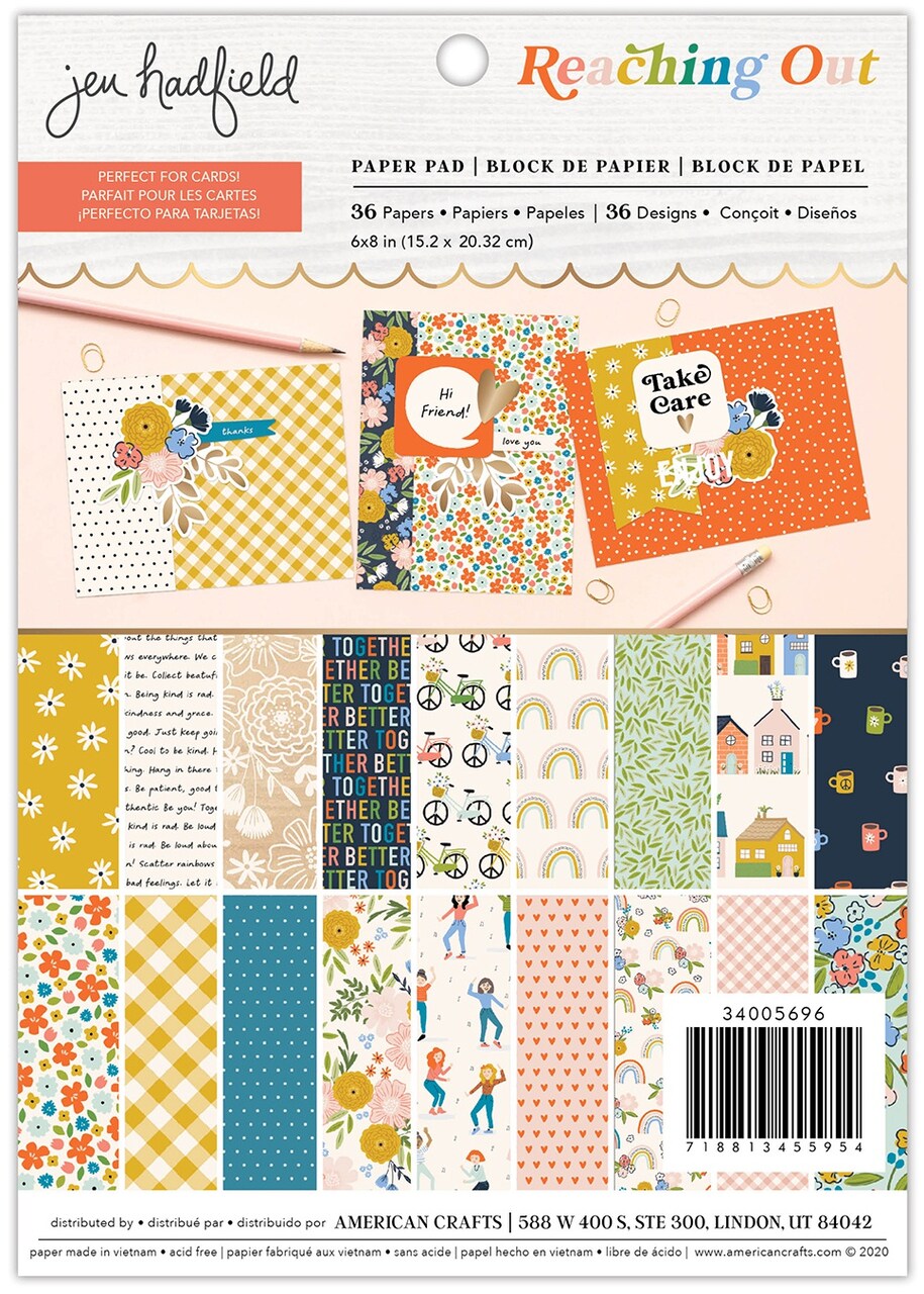 American Crafts Single-Sided Paper Pad 6"X8" 36/Pkg-Jen Hadfield Reaching Out